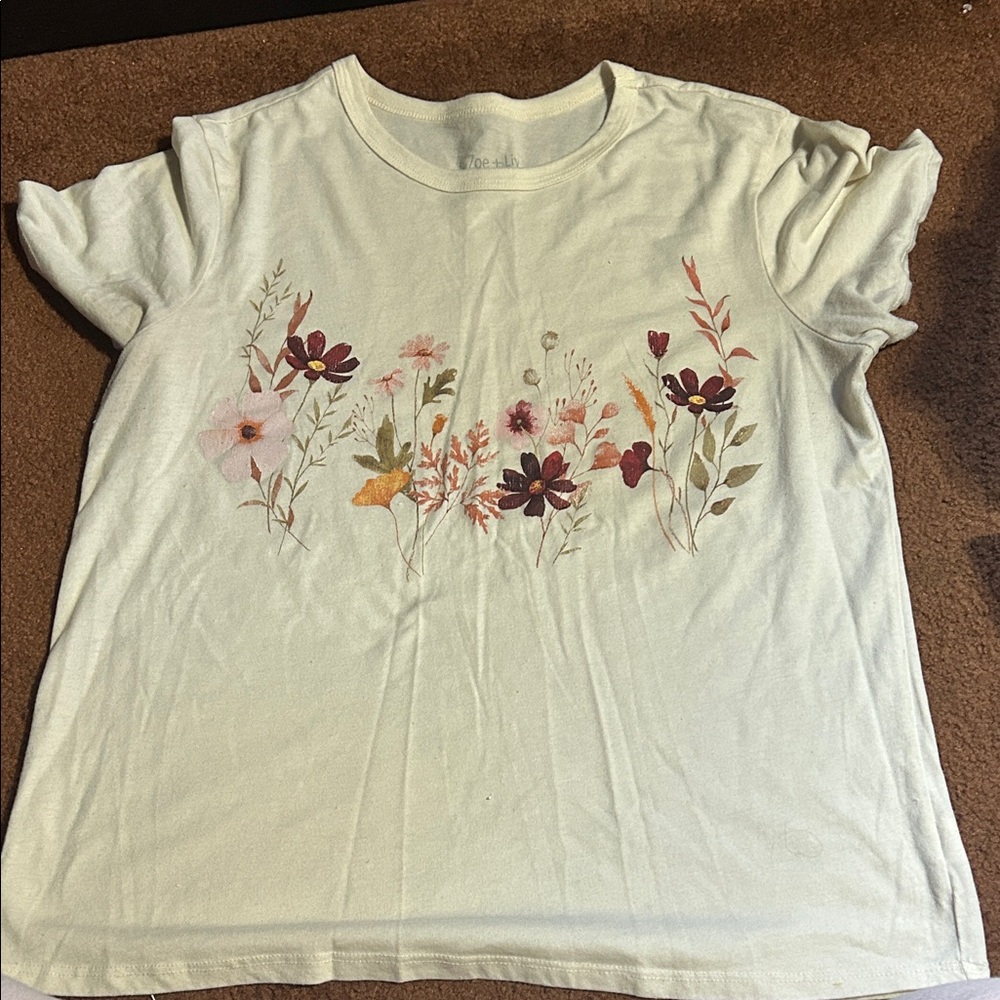 Target Cream Floral Short Sleeve Tee